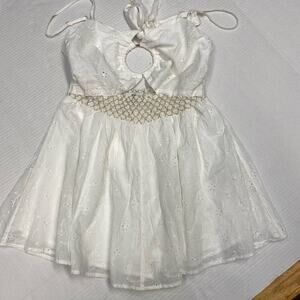River Island white playsuit romper boho size small (b19)